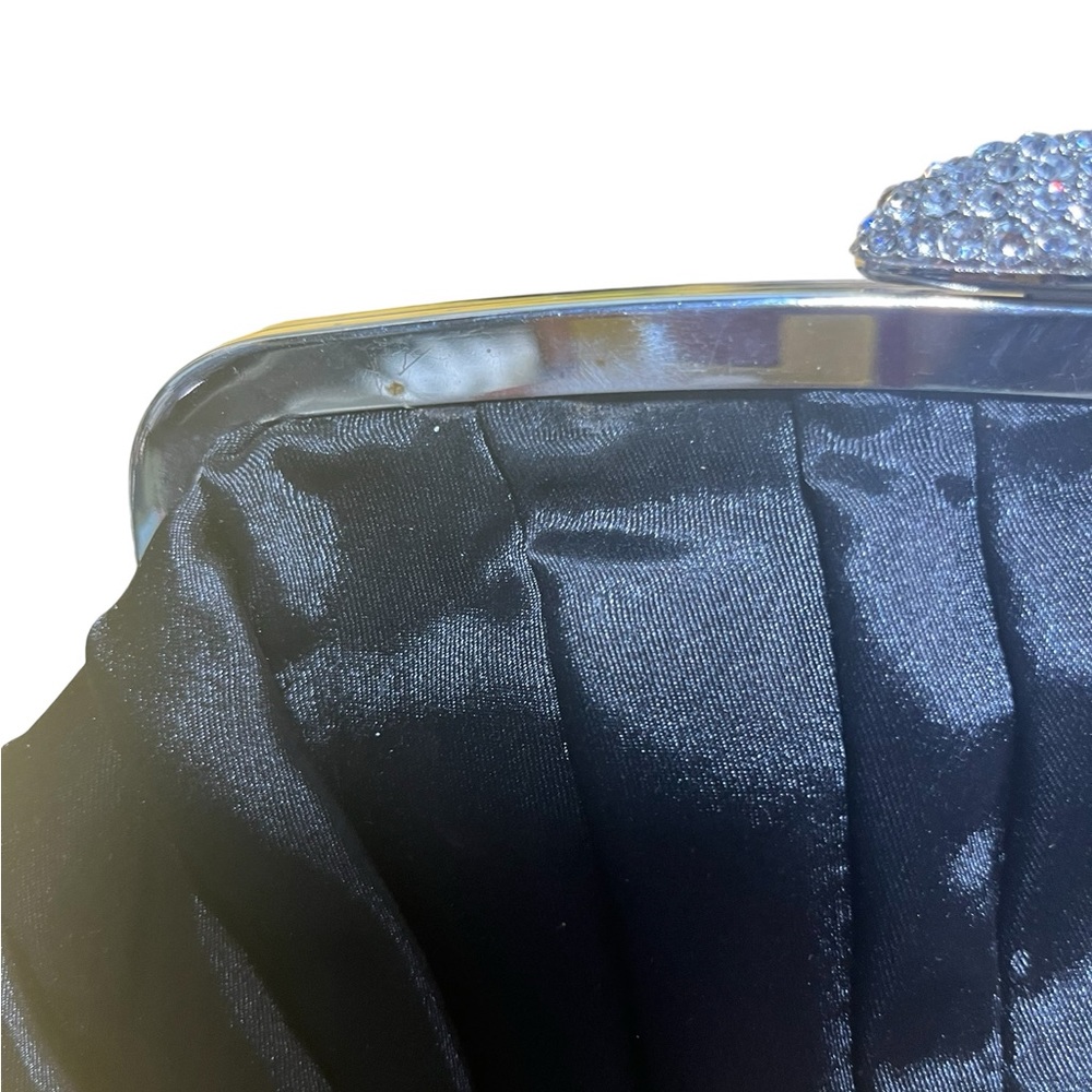Black Satin Pouch Style Clutch Evening Bag - Picture 8 of 8